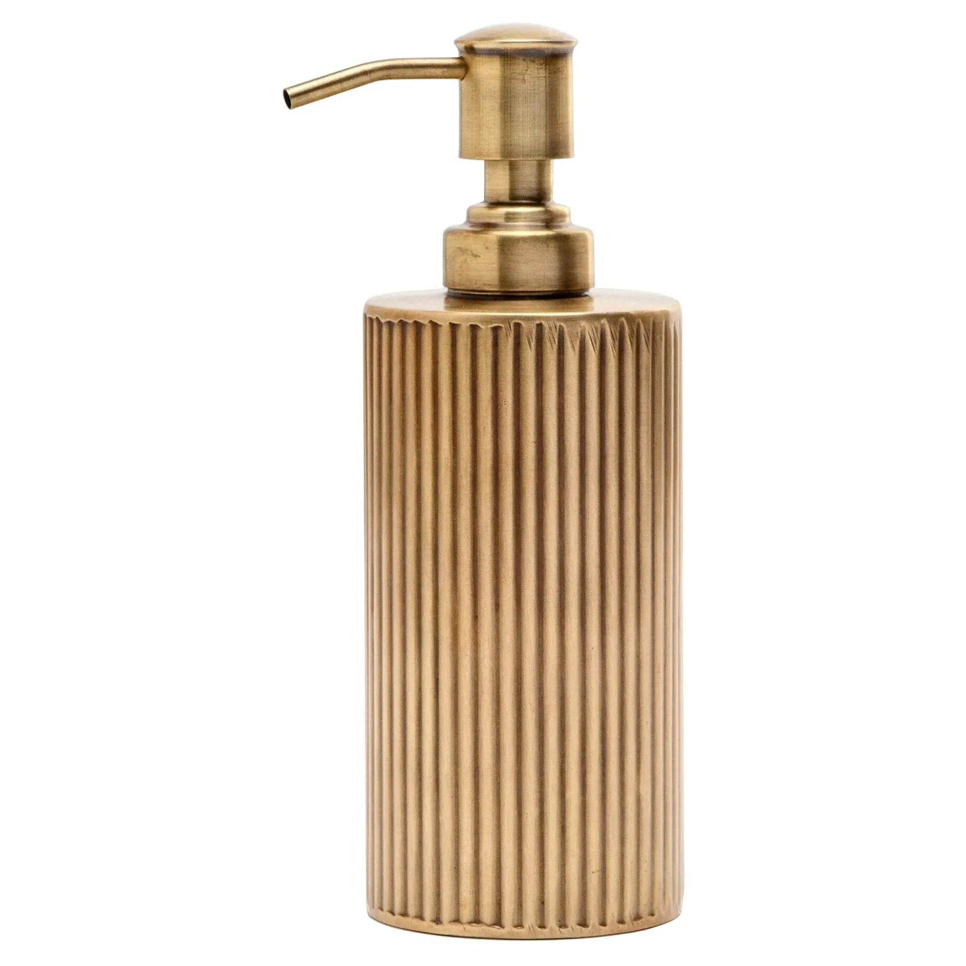 Redon Small Ribbed Metal Soap Pump - Antique Brass