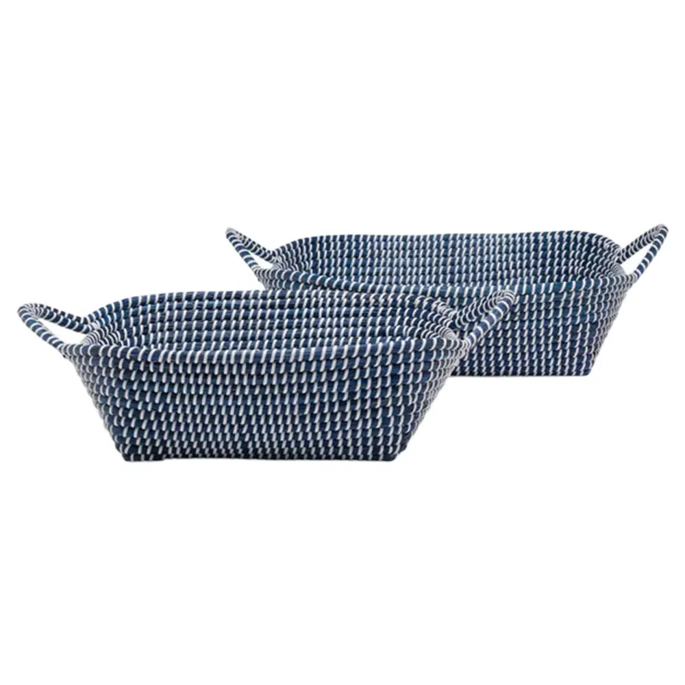 Roslyn Basket Set of 2 - Navy, Seagrass