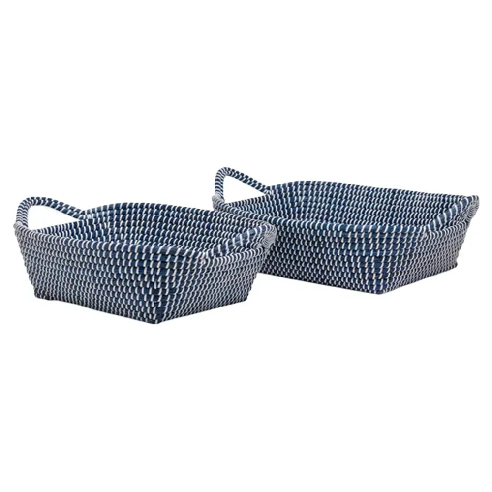 Roslyn Basket Set of 2 - Navy, Seagrass