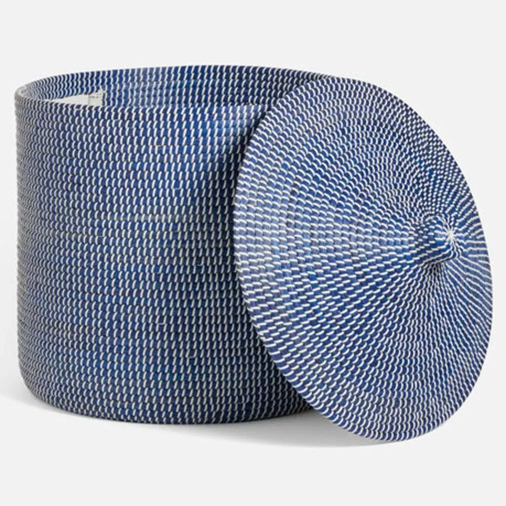 Roslyn Large Hamper - Navy, Seagrass