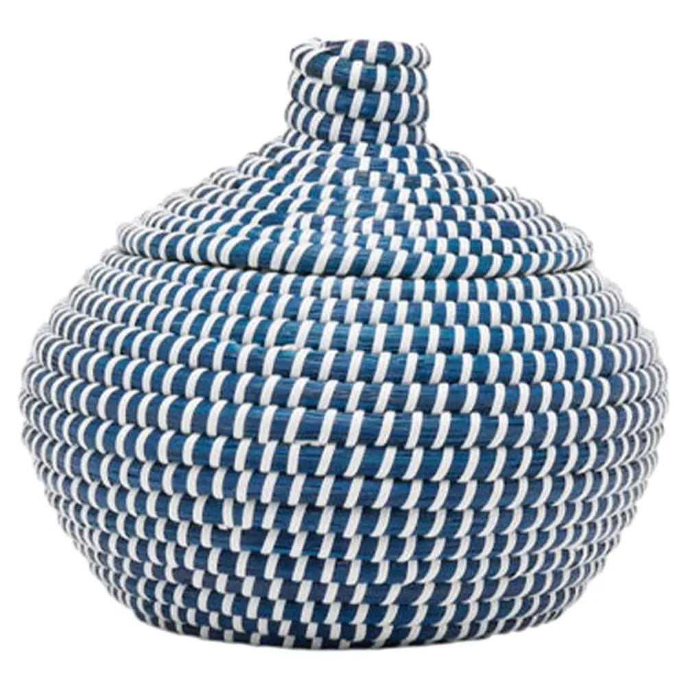 Roslyn Round Floor Basket Set of 2 - Navy, Seagrass