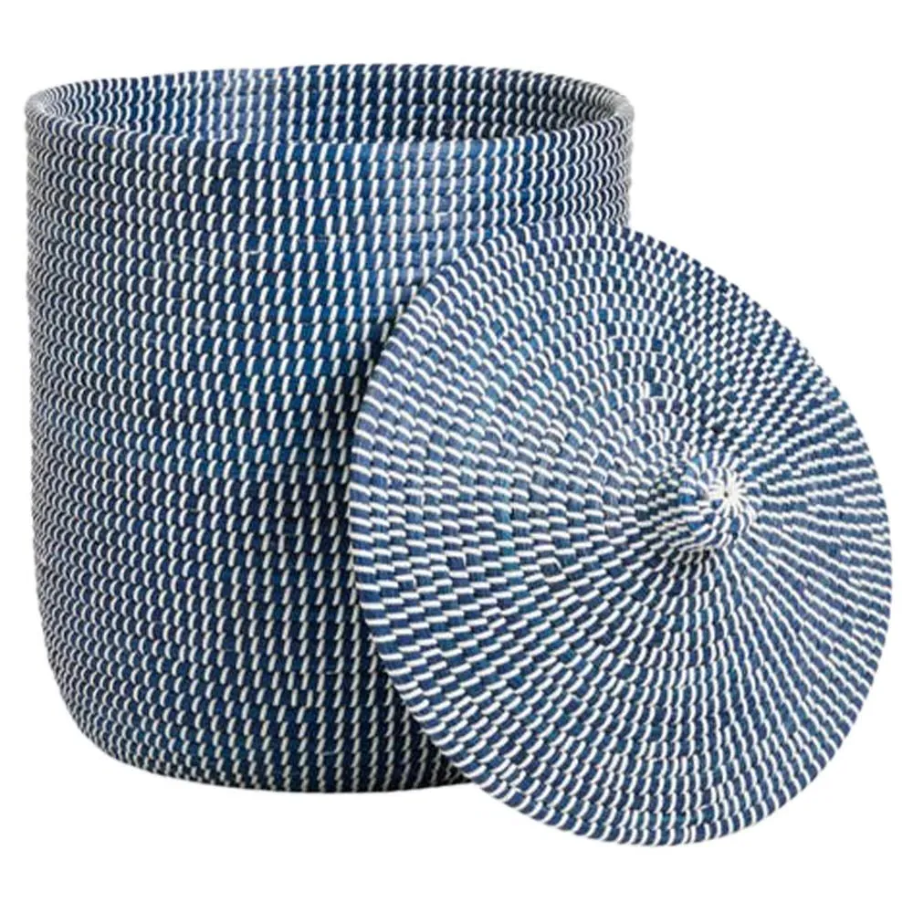 Roslyn Tall Floor Basket - Navy, Seagrass