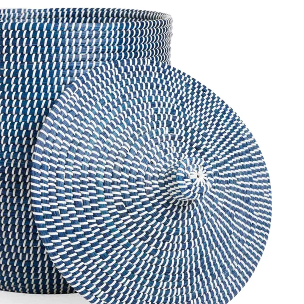 Roslyn Tall Floor Basket - Navy, Seagrass