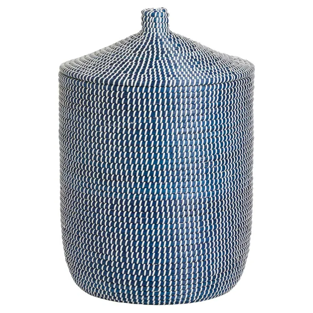 Roslyn Tall Floor Basket - Navy, Seagrass