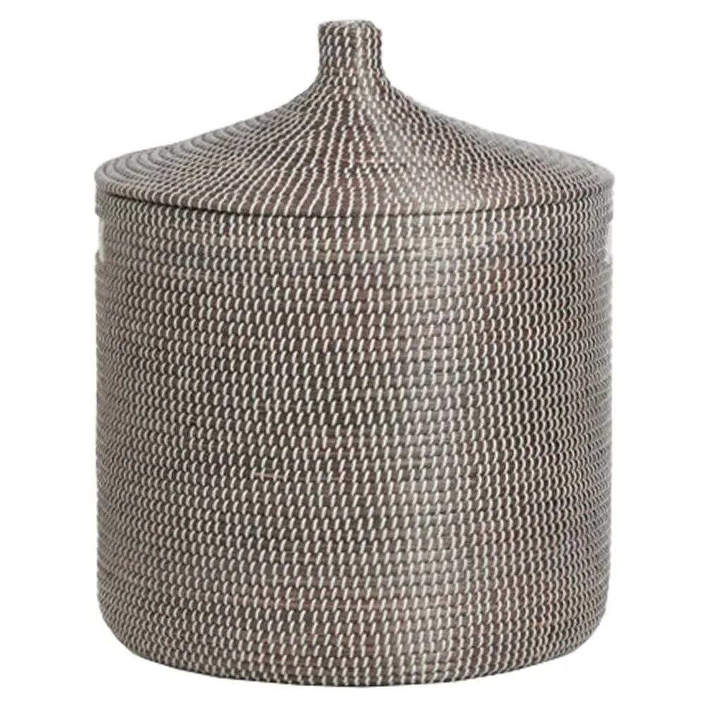 Roslyn Woven Seagrass Hamper Large - Grey