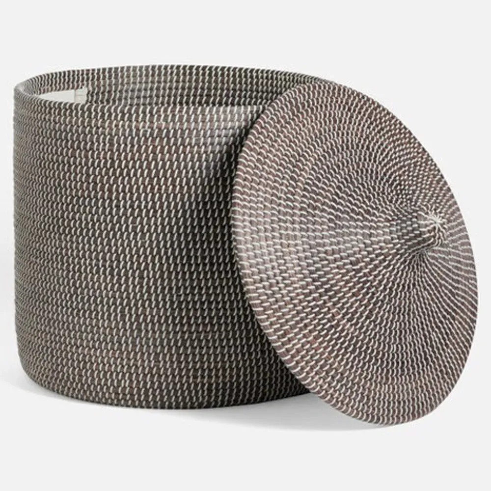 Roslyn Woven Seagrass Hamper Large - Grey