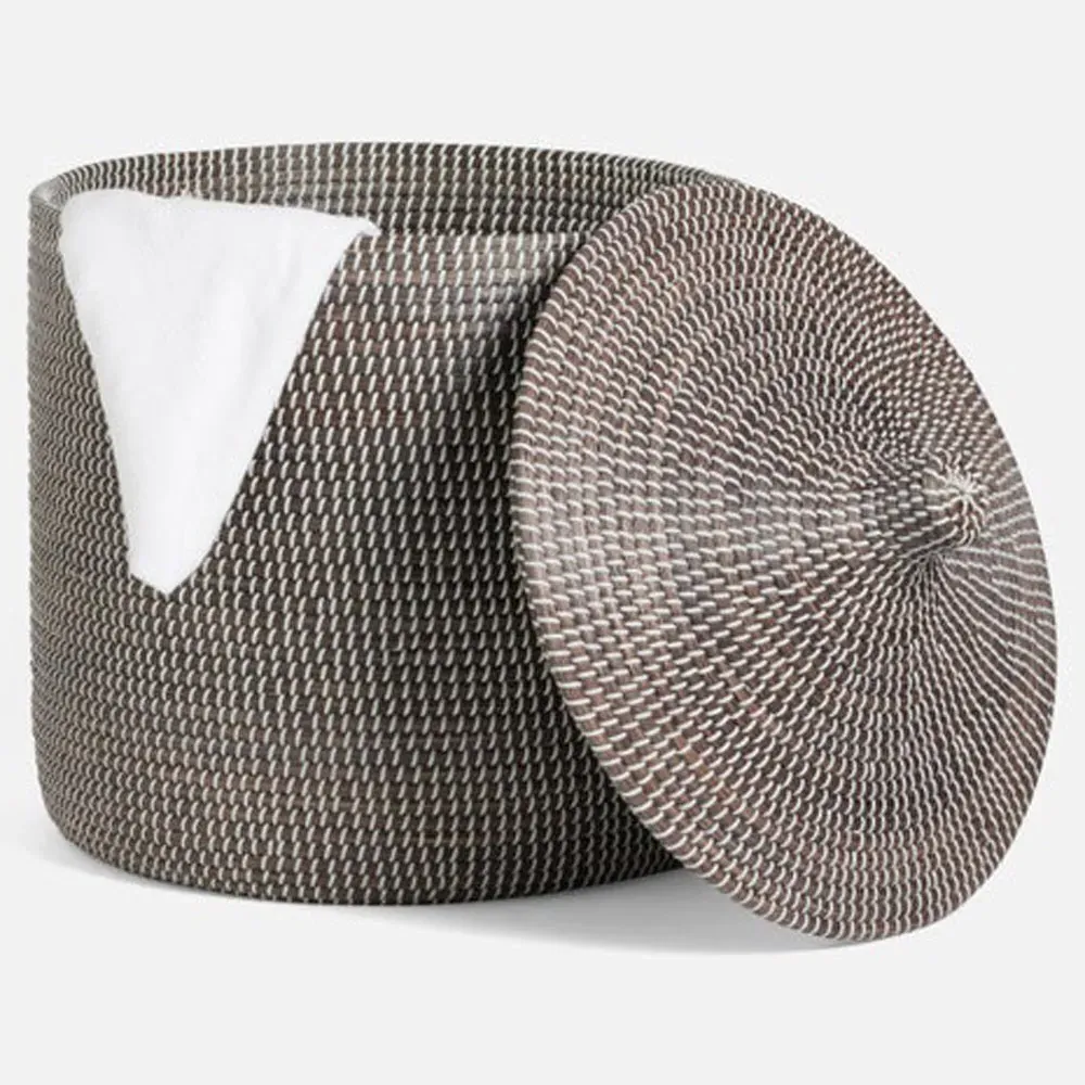 Roslyn Woven Seagrass Hamper Large - Grey