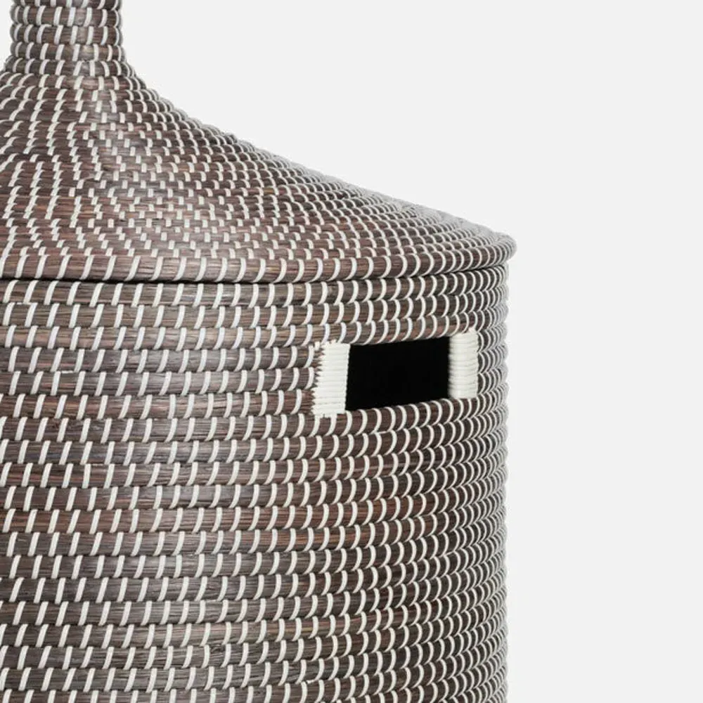 Roslyn Woven Seagrass Hamper Large - Grey