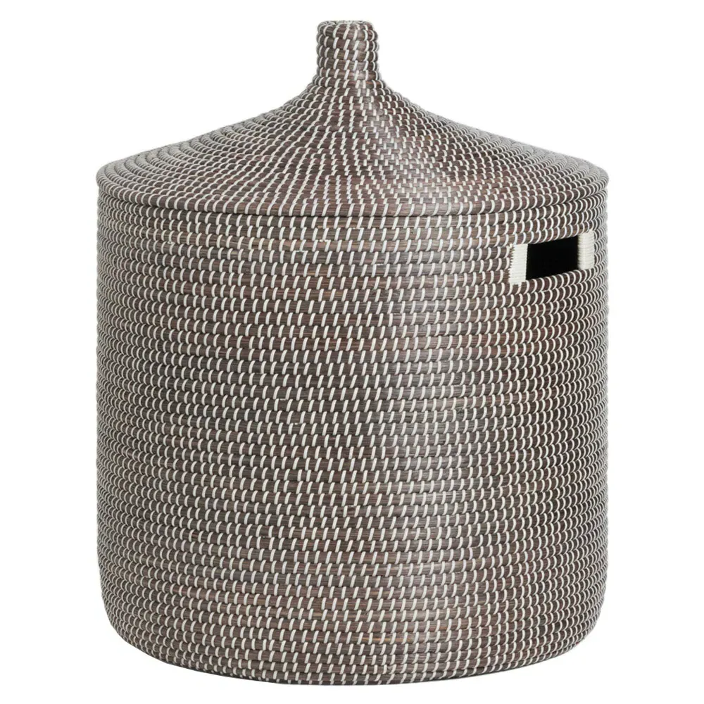 Roslyn Woven Seagrass Hamper Large - Grey