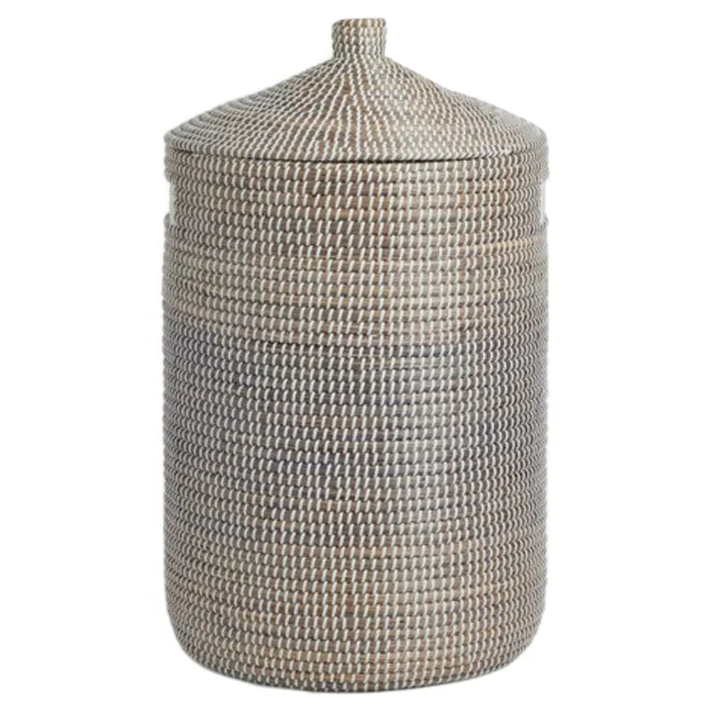 Roslyn Woven Seagrass Hamper Small - Grey
