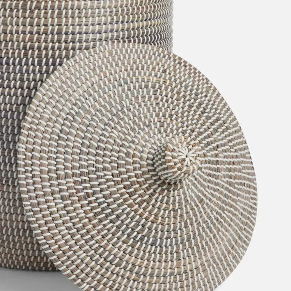 Roslyn Woven Seagrass Hamper Small - Grey
