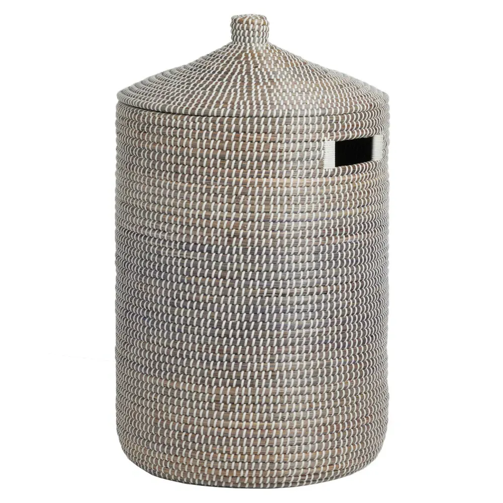 Roslyn Woven Seagrass Hamper Small - Grey