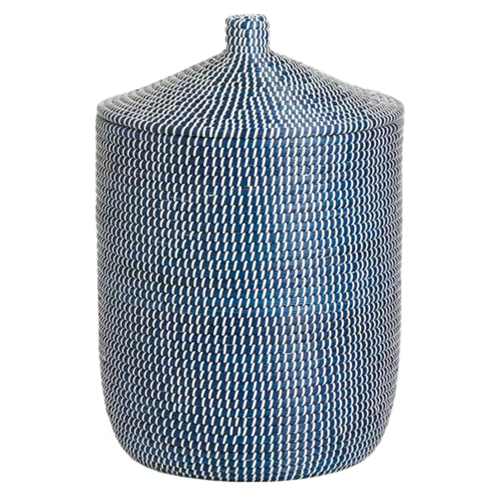 Roslyn Woven Seagrass Hamper Small - Navy