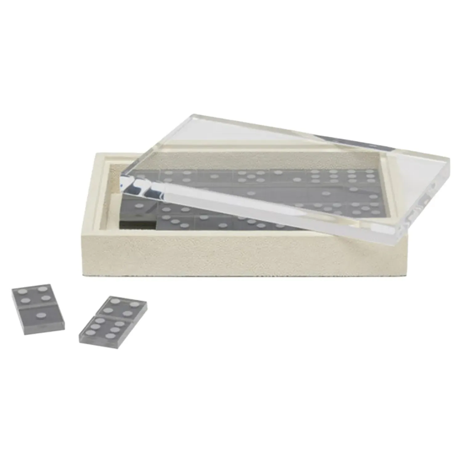 Treviso Domino Box Set - Blanc, Faux Shagreen