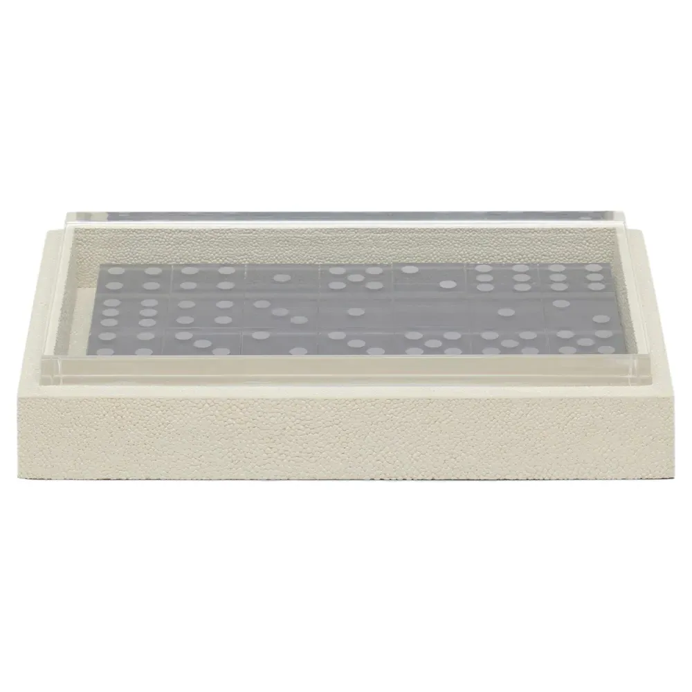 Treviso Domino Box Set - Blanc, Faux Shagreen image
