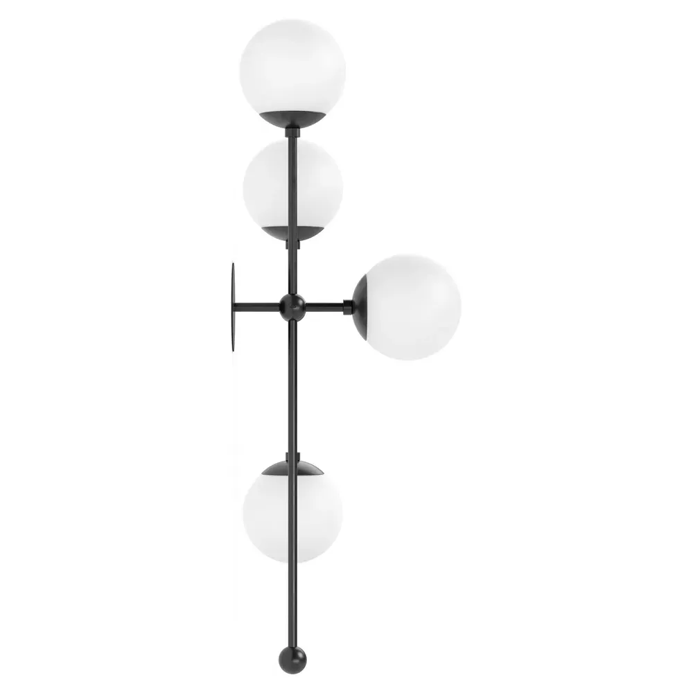 Armstrong 4 Globe Sconce Left Facing - Black Gunmetal, Brass