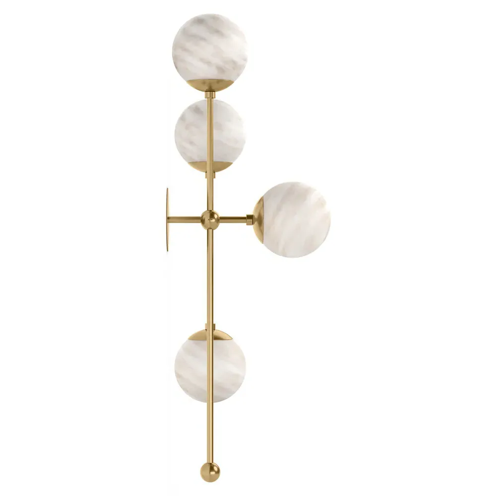 Armstrong Left Facing 4 Globe Sconce - Burnished Brass, Marble