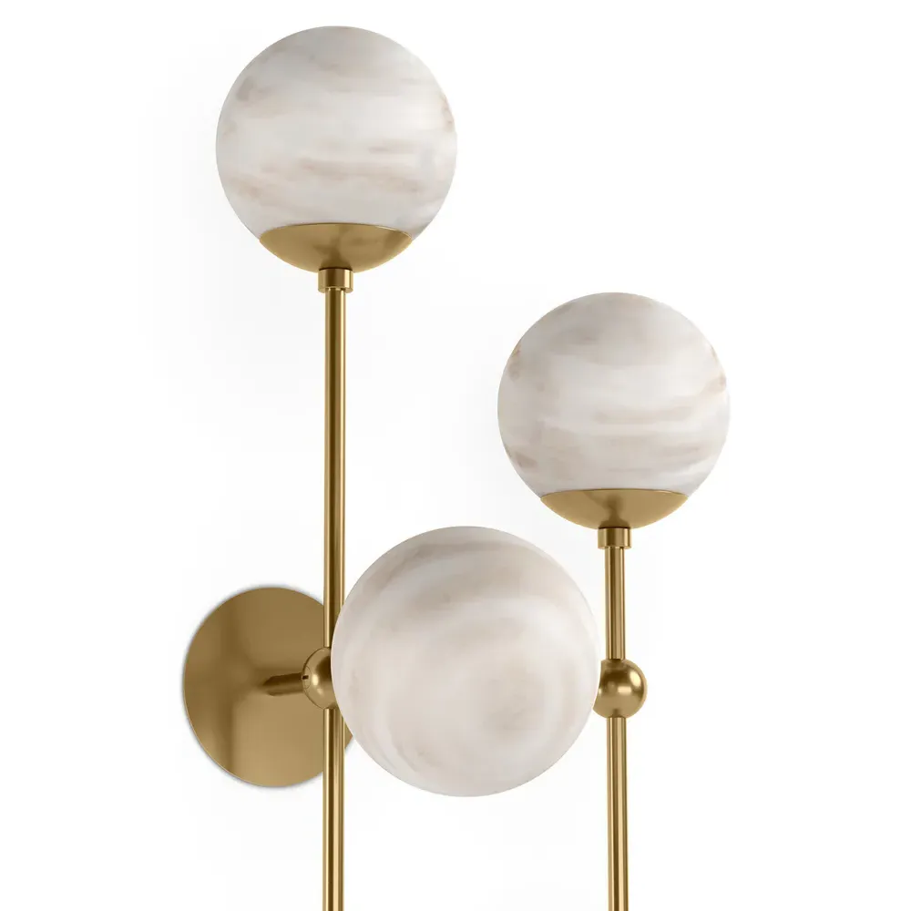 Armstrong Left Facing 4 Globe Sconce - Burnished Brass, Marble