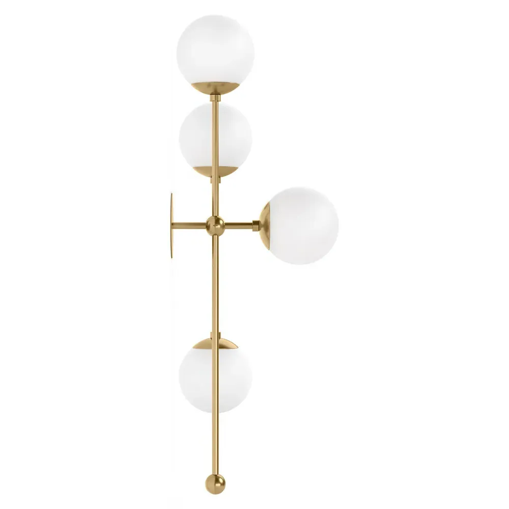 Armstrong Left Facing 4 Globe Sconce - Burnished Brass, Marble