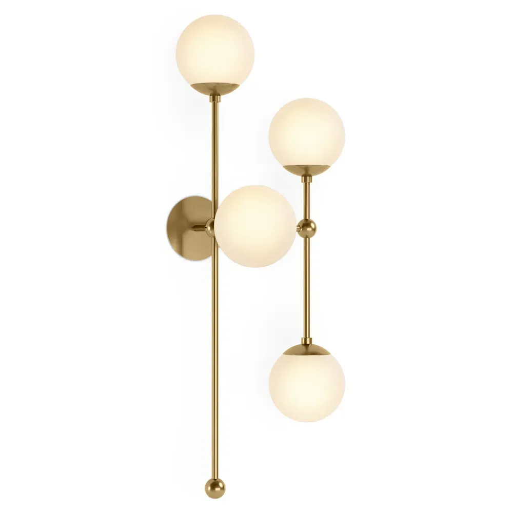 Armstrong Left Facing 4 Globe Sconce - Burnished Brass, Marble