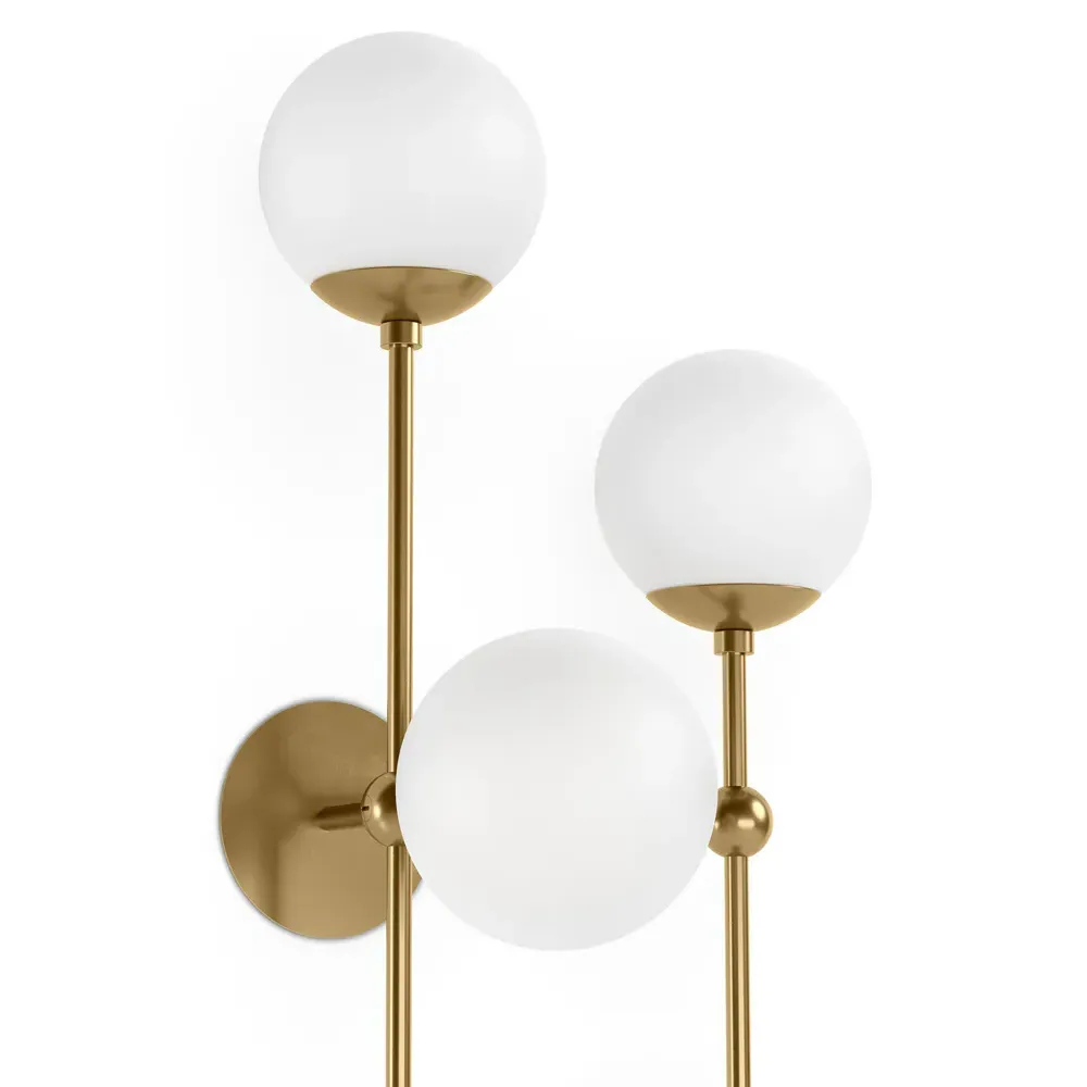 Armstrong Left Facing 4 Globe Sconce - Burnished Brass, Marble