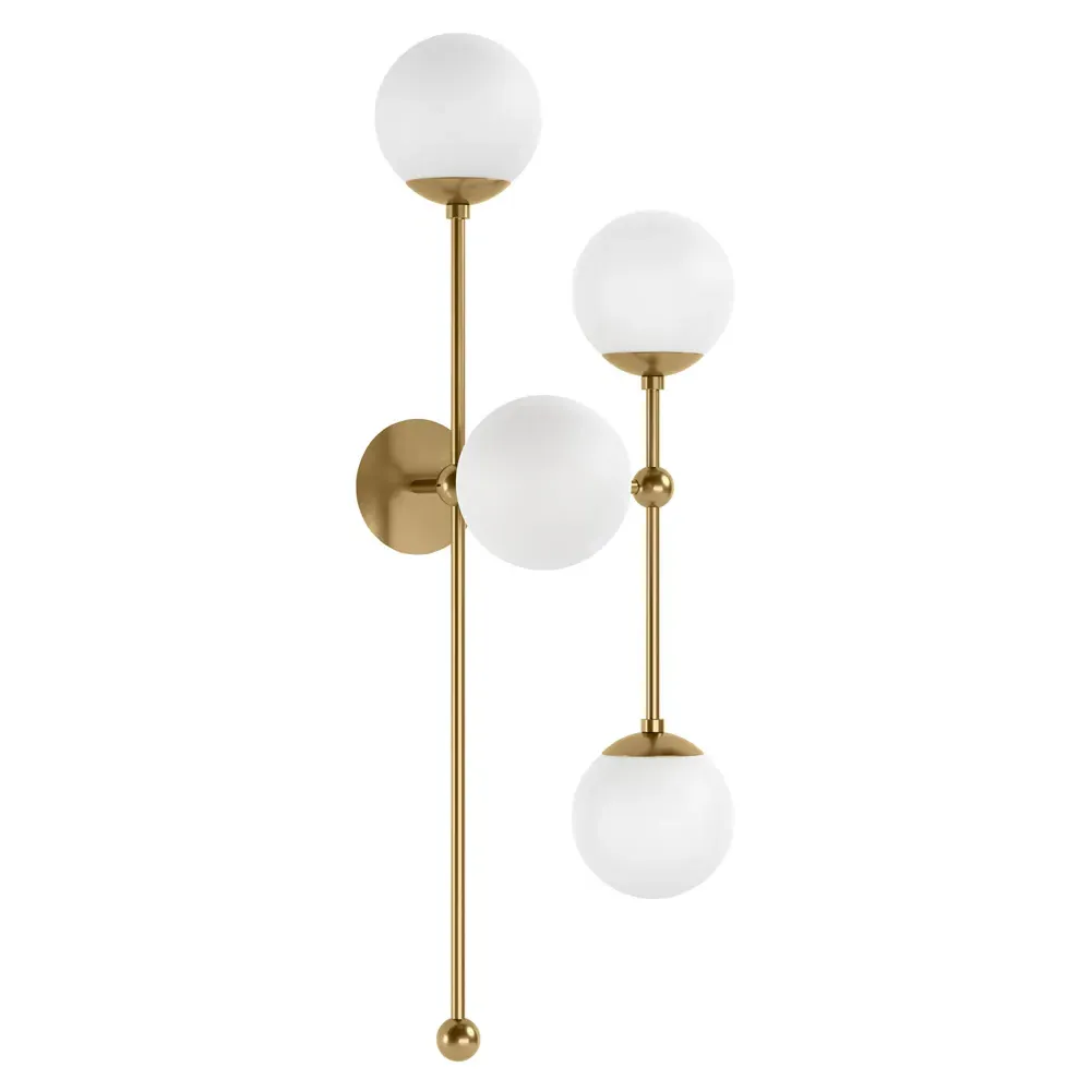 Armstrong Left Facing 4 Globe Sconce - Burnished Brass, Marble