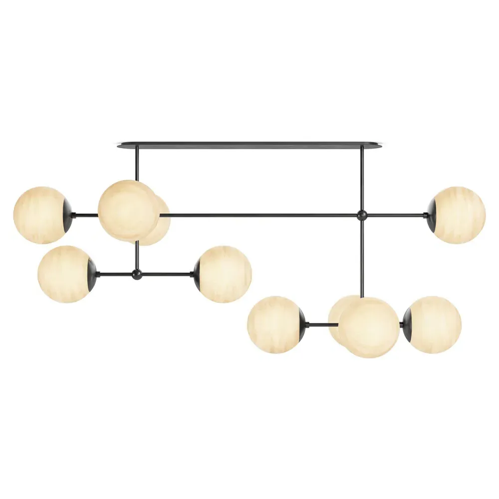 Armstrong Linear Chandelier - Black Gunmetal, Glass