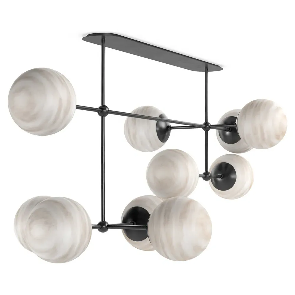 Armstrong Linear Chandelier - Black Gunmetal, Glass