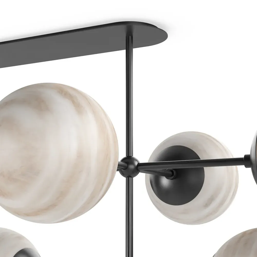 Armstrong Linear Chandelier - Black Gunmetal, Glass