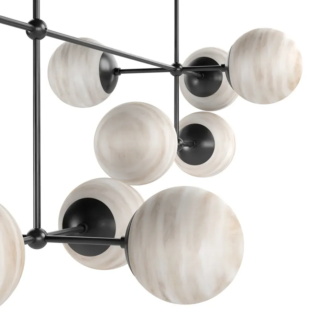 Armstrong Linear Chandelier - Black Gunmetal, Glass