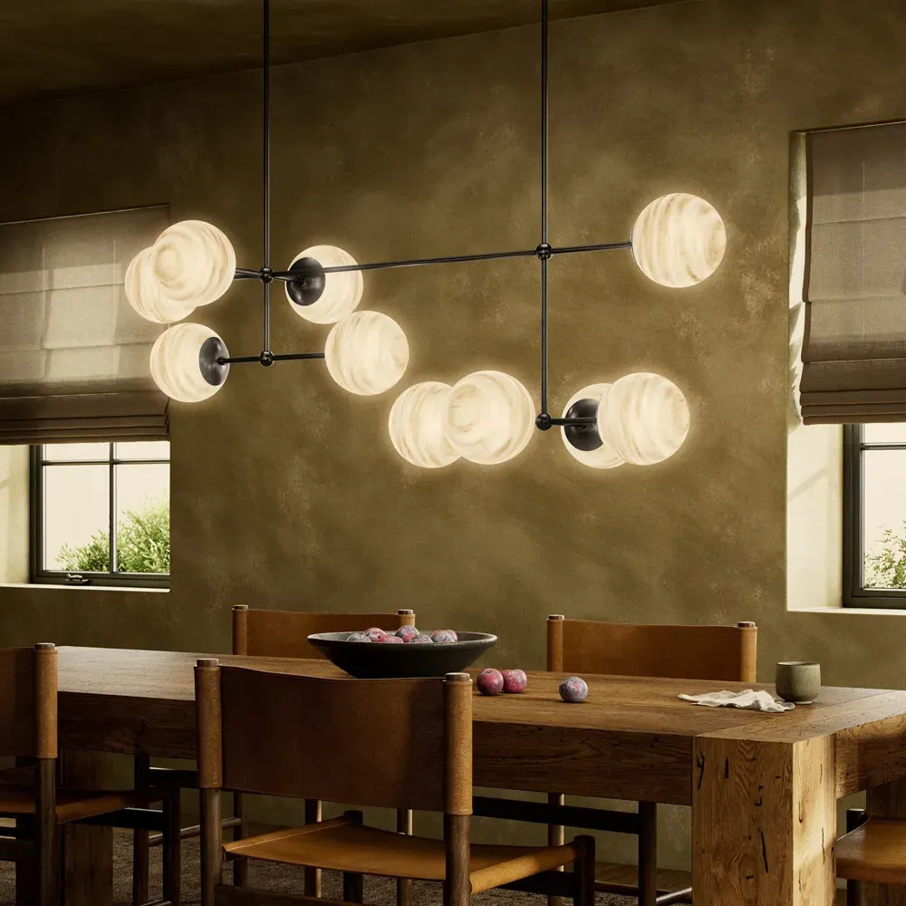 Armstrong Linear Chandelier - Black Gunmetal, Glass