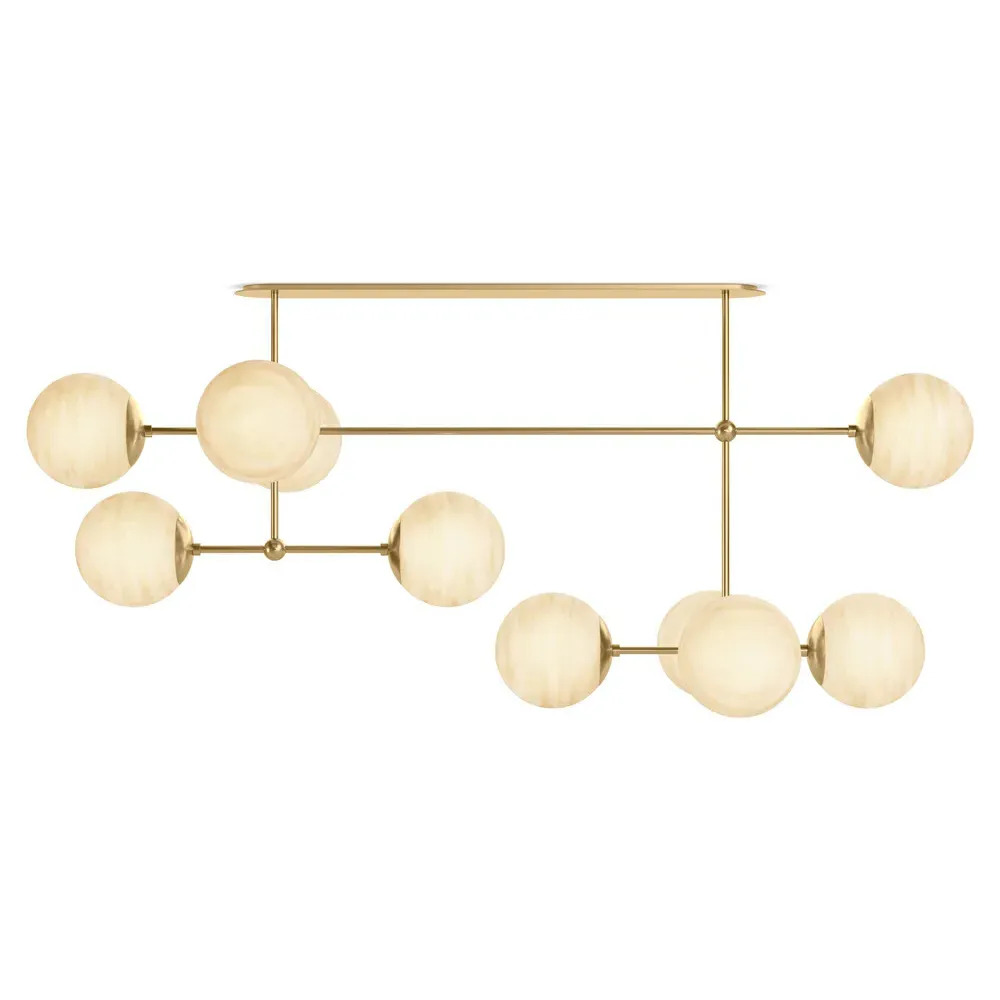 Armstrong Linear Chandelier - Burnished Brass, Glass
