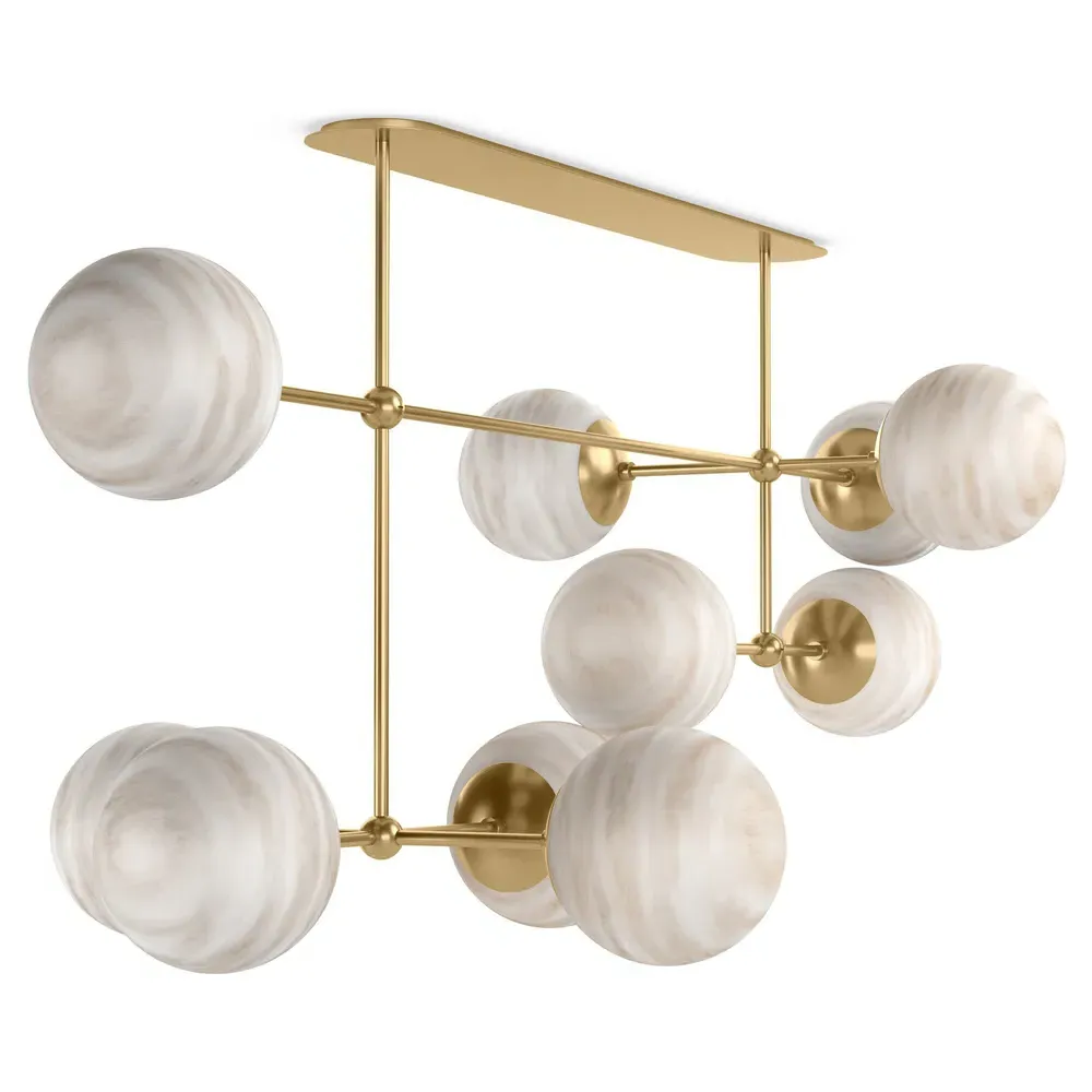 Armstrong Linear Chandelier - Burnished Brass, Glass