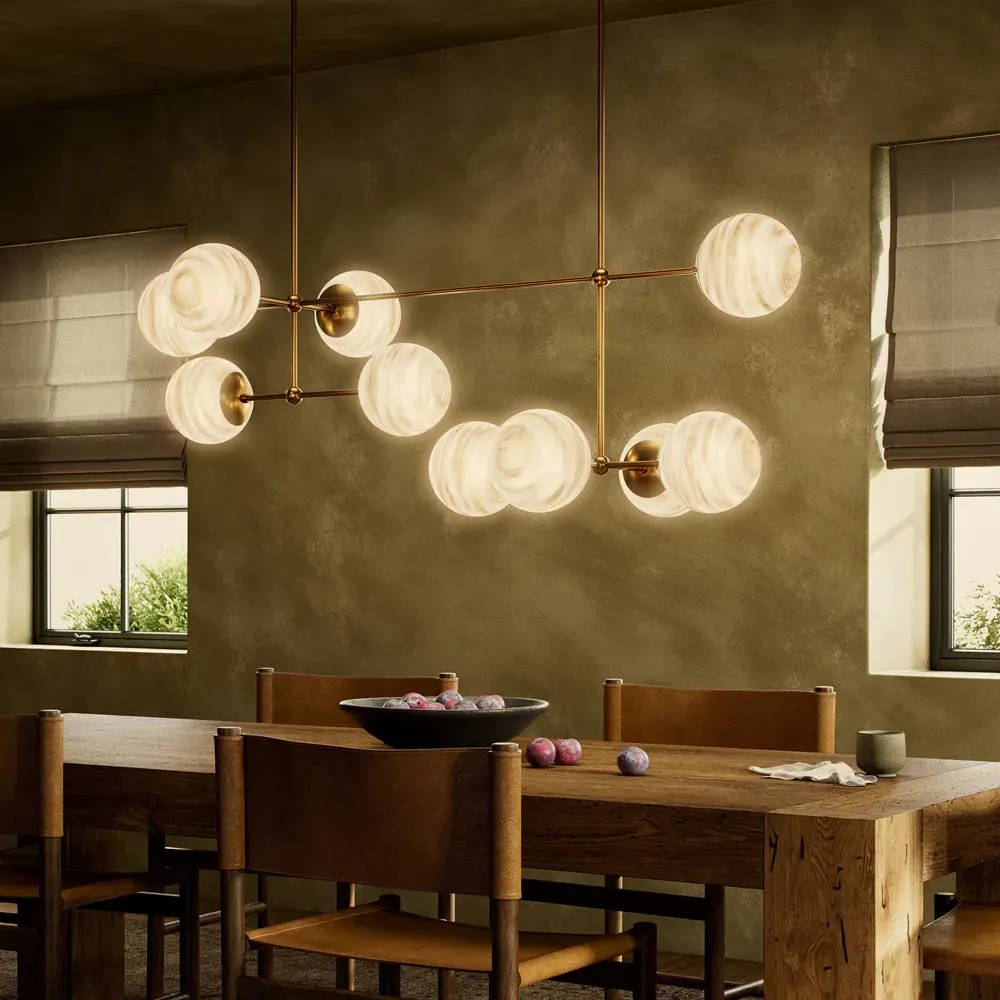 Armstrong Linear Chandelier - Burnished Brass, Glass