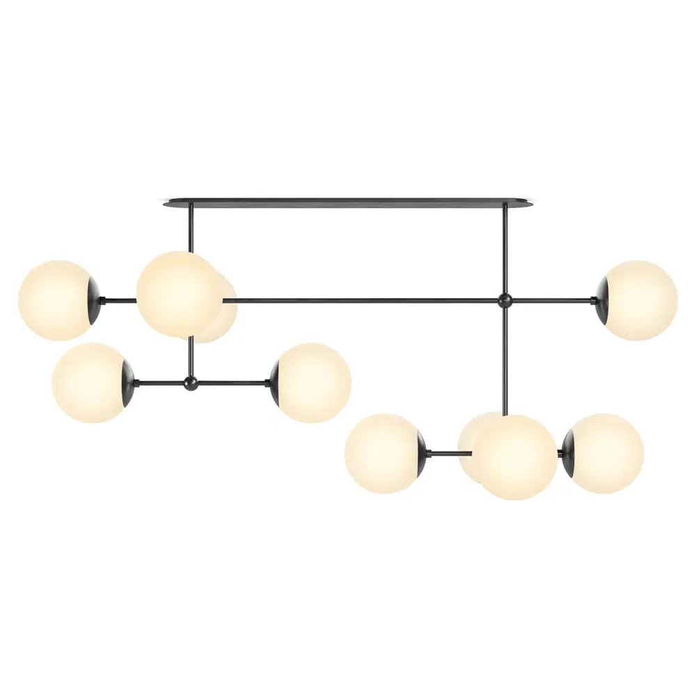 Armstrong Linear Chandelier with Globe Shades - Black Gunmetal