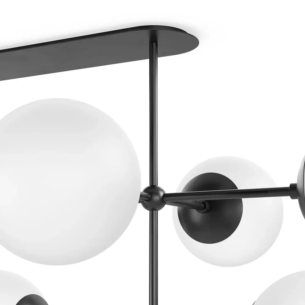 Armstrong Linear Chandelier with Globe Shades - Black Gunmetal