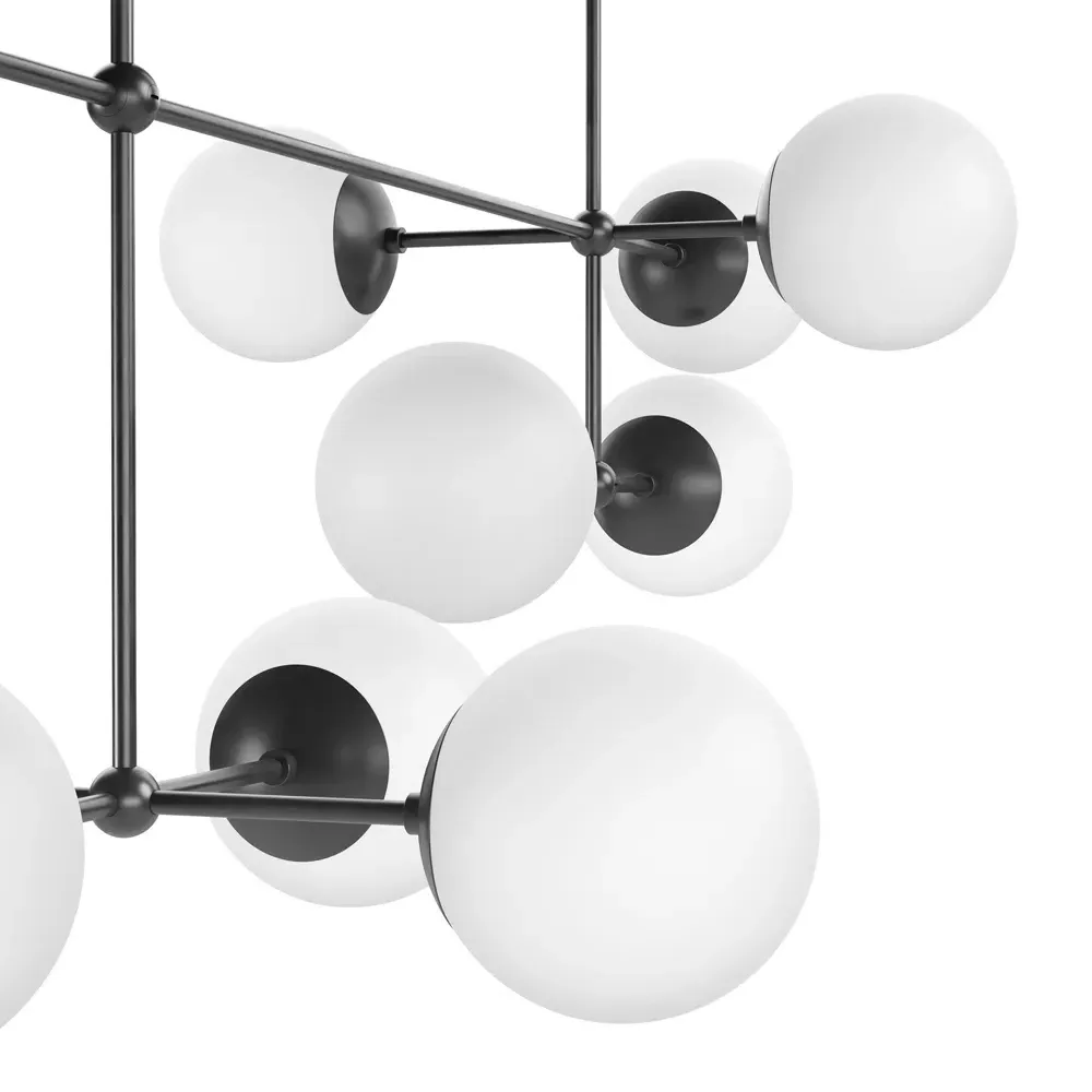 Armstrong Linear Chandelier with Globe Shades - Black Gunmetal