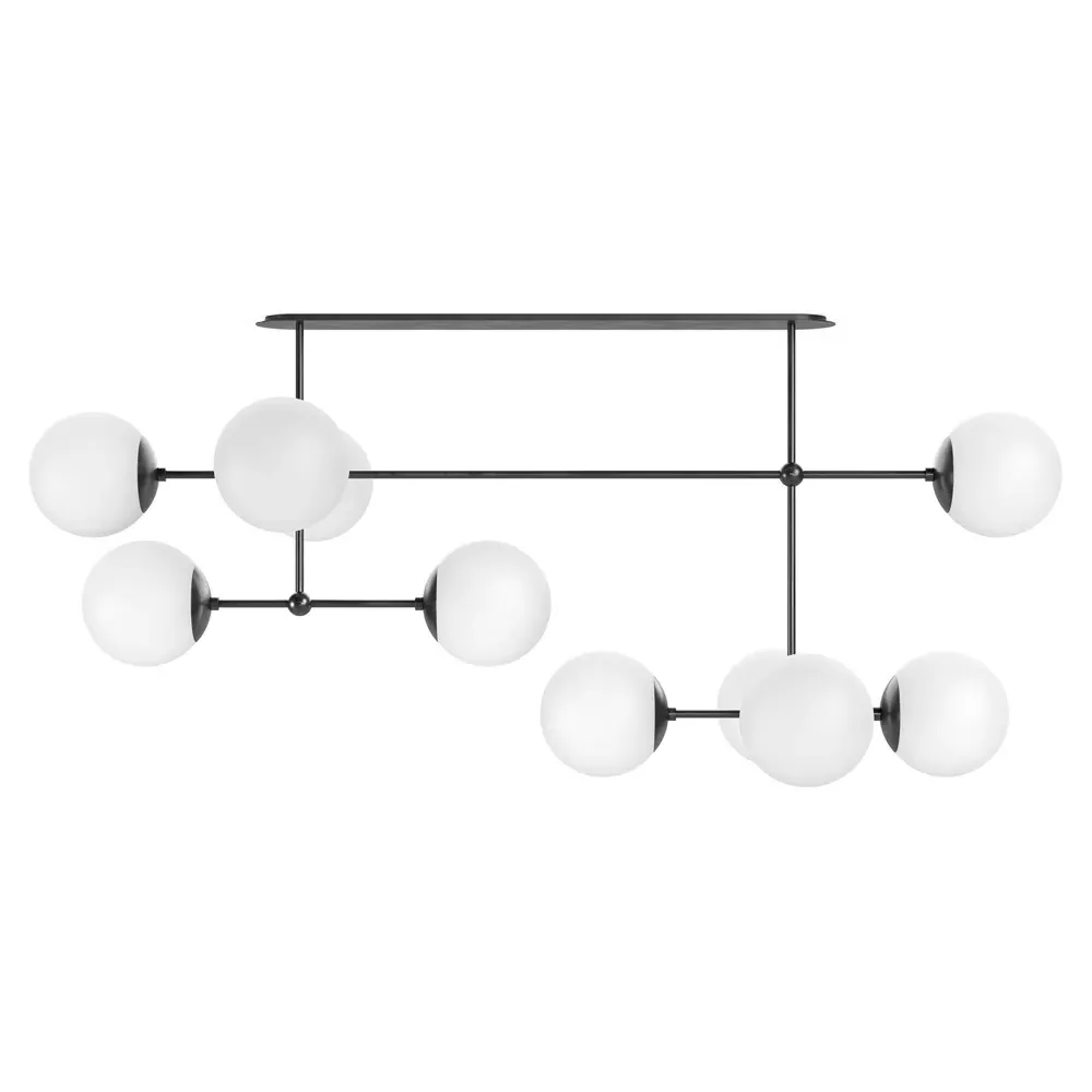 Armstrong Linear Chandelier with Globe Shades - Black Gunmetal image