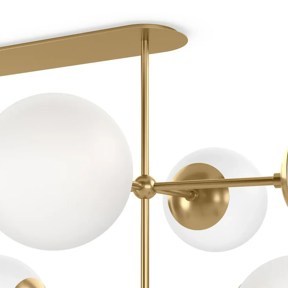 Armstrong Linear Chandelier with Globe Shades - Burnished Brass