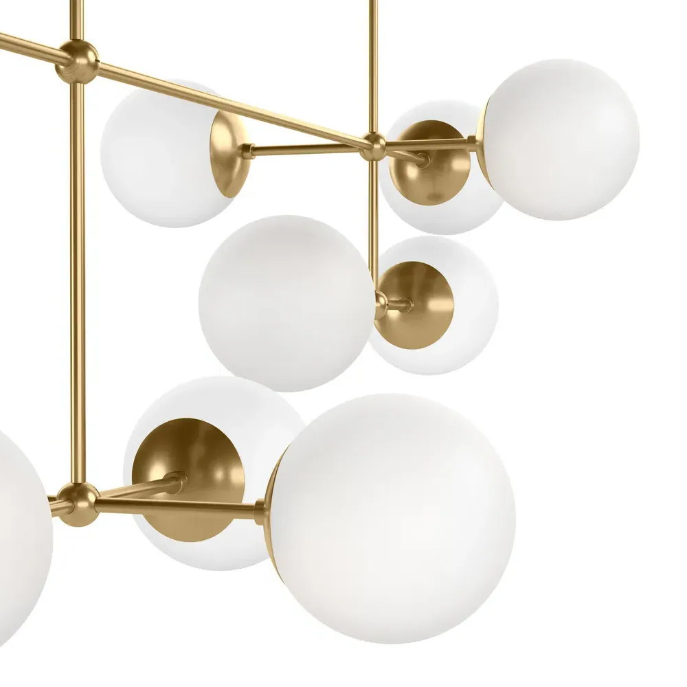 Armstrong Linear Chandelier with Globe Shades - Burnished Brass