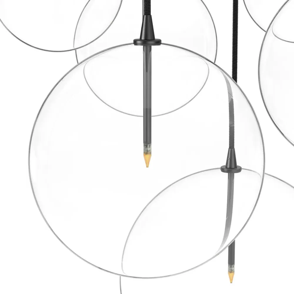 Mix 7 Glass Globe Cluster Chandelier - Black Gunmetal
