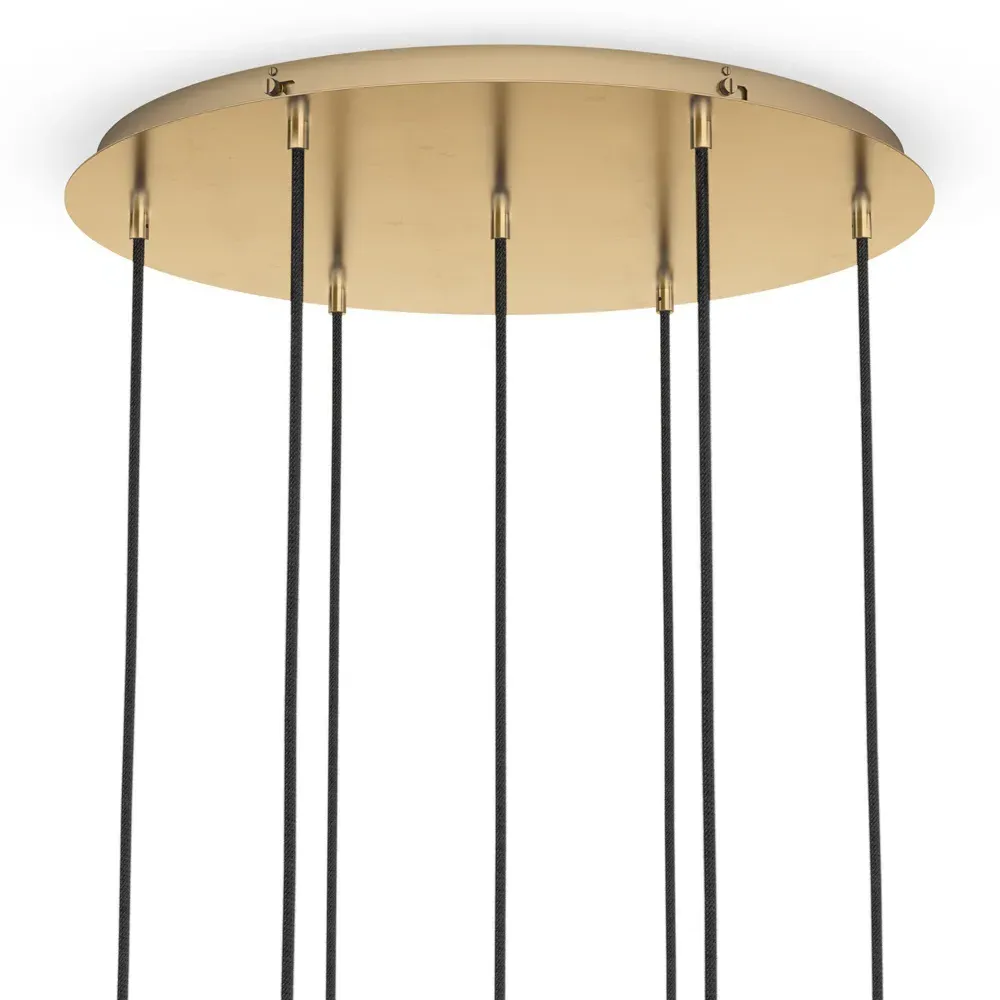 Mix 7 Glass Globe Cluster Chandelier - Burnished Brass