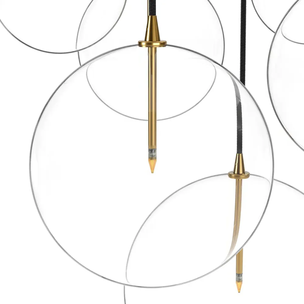 Mix 7 Glass Globe Cluster Chandelier - Burnished Brass