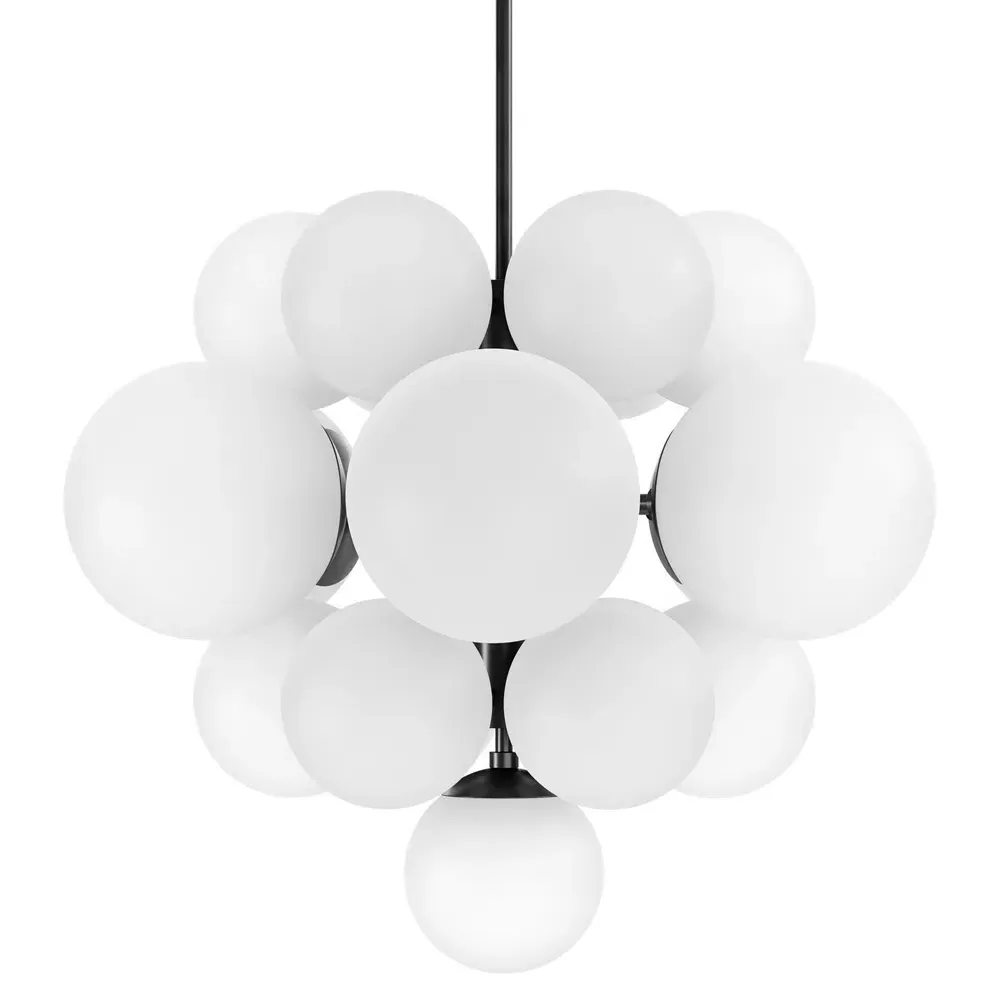 Nova White Globes Chandelier - Black Gunmetal