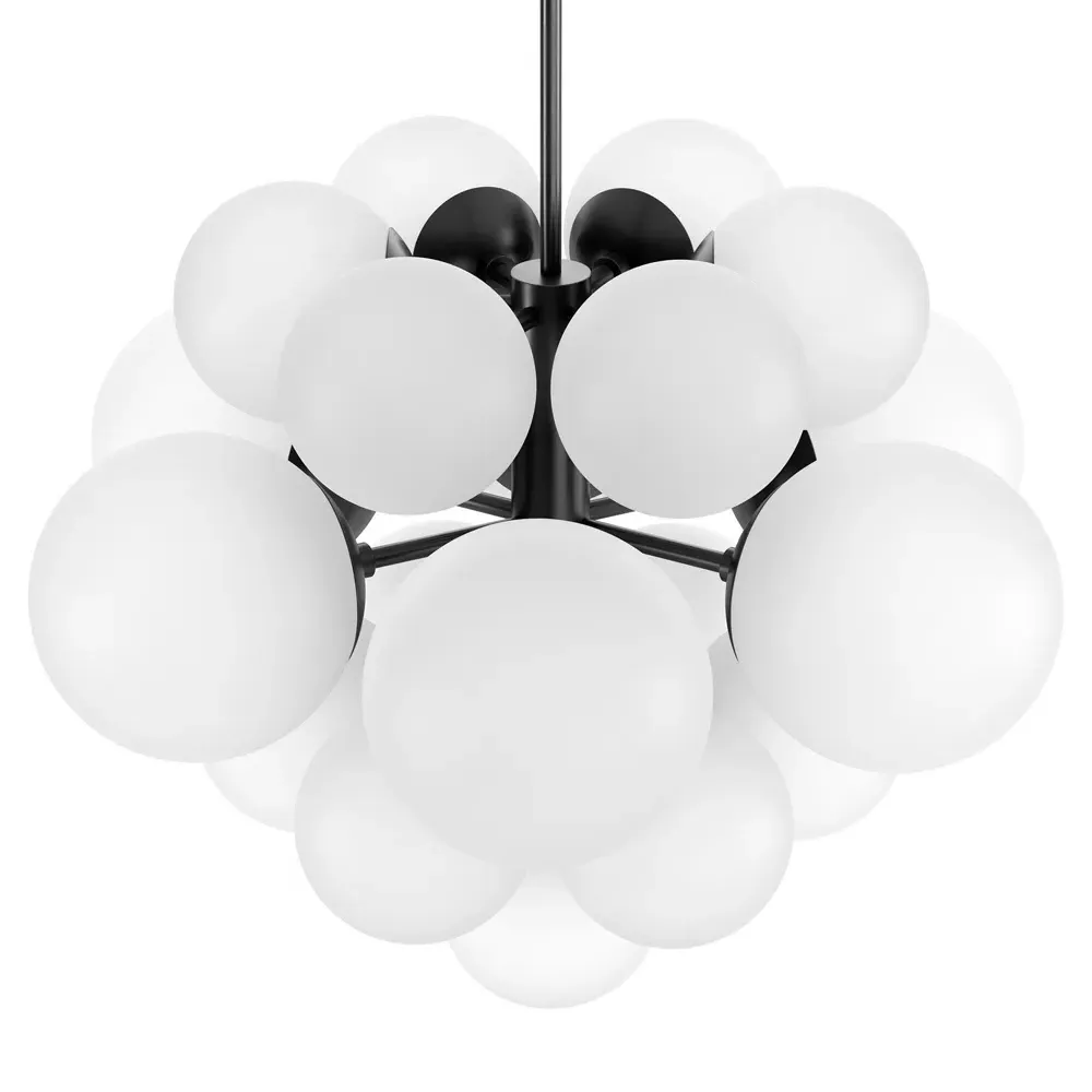 Nova White Globes Chandelier - Black Gunmetal