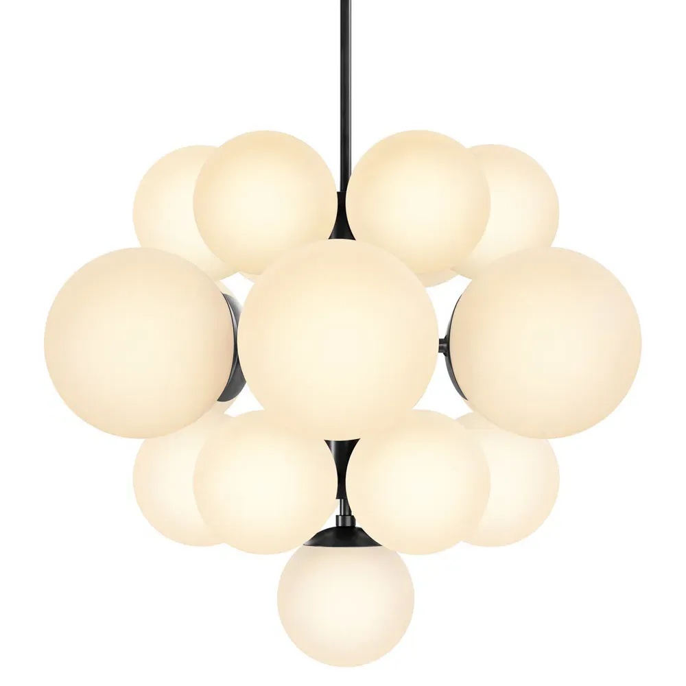 Nova White Globes Chandelier - Black Gunmetal
