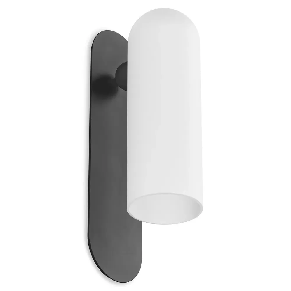 Odyssey Large Cylinder Sconce - Black Gunmetal, Glass