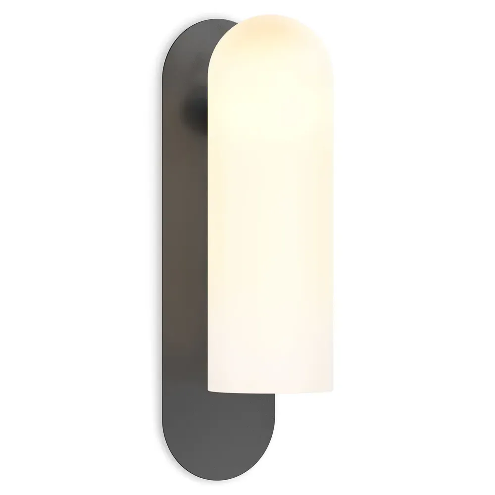 Odyssey Large Cylinder Sconce - Black Gunmetal, Glass