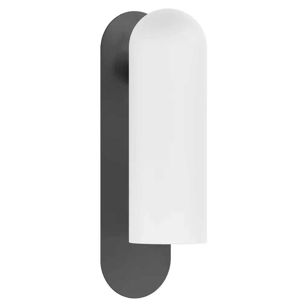 Odyssey Large Cylinder Sconce - Black Gunmetal, Glass
