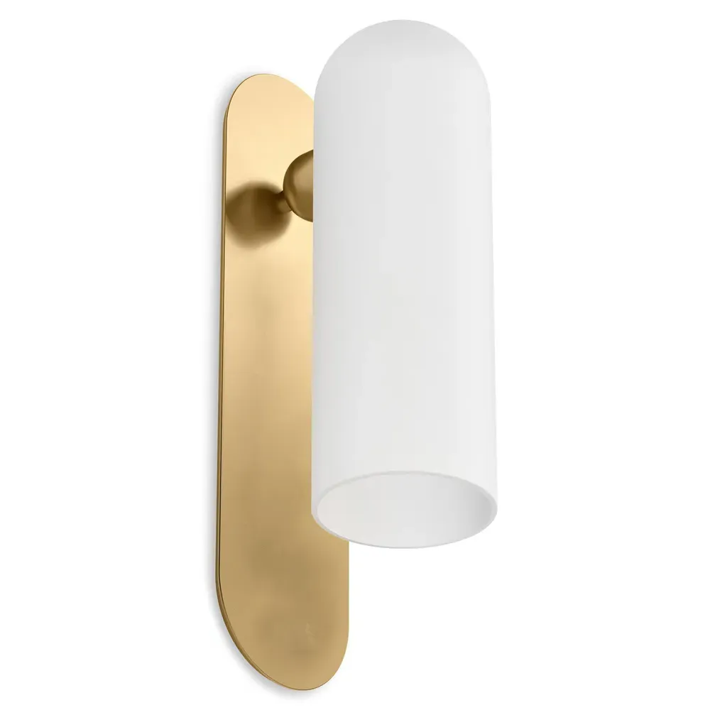 Odyssey Large Cylinder Sconce - Burnished Brass, Glass